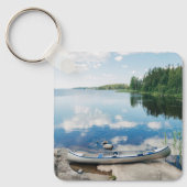 水 |スウェーデンの湖でカヌー キーホルダー (正面)