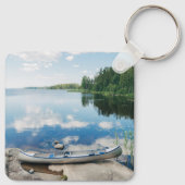 水 |スウェーデンの湖でカヌー キーホルダー (裏面)