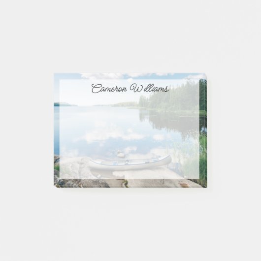 水 |スウェーデンの湖でカヌー ポストイット (正面)