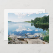 水 |スウェーデンの湖でカヌー ポストカード (正面/裏面)