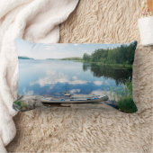 水 |スウェーデンの湖でカヌー ランバークッション (ブランケット)