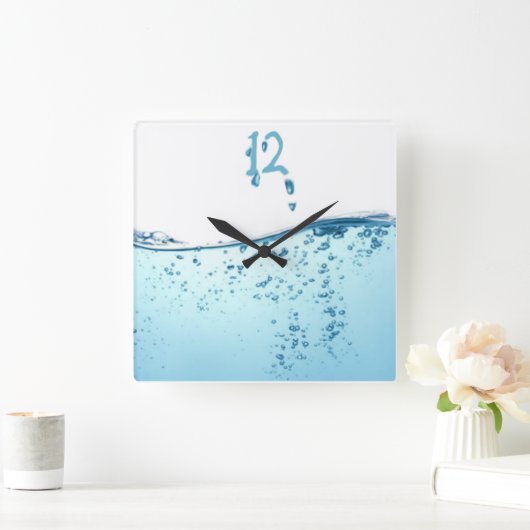 水 スクエア壁時計 (ホーム)