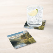 水 |パング湖とパインの森タイ スクエアペーパーコースター (インサイチュ)