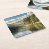 水 |パング湖とパインの森タイ スクエアペーパーコースター (アングル)