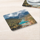 水 |ブルームーンレイク中国 スクエアペーパーコースター (アングル)