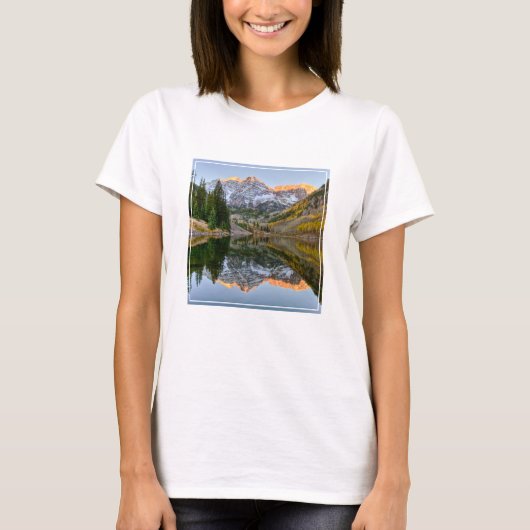 水 |マルーンベルズレイク《植物》アスペンツリー Tシャツ (正面)