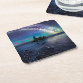 水 |ミネソタ湖 スクエアペーパーコースター (アングル)