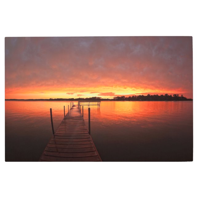 水 |ミネソタ，ミネソタ湖 メタルプリント (正面)