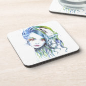 「水」女性超現実ポートレートコースター コースター (左側)