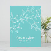 水、微妙な結婚式招待状の白の葉 招待状 (スタンド正面)