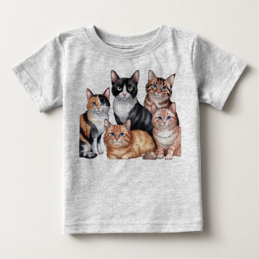 水‏色キャッツコレクション ベビーTシャツ (正面)