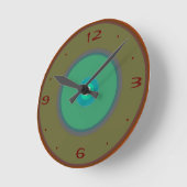 水、赤、モスグリーンの>Plain WallClocks ラウンド壁時計 (傾斜)
