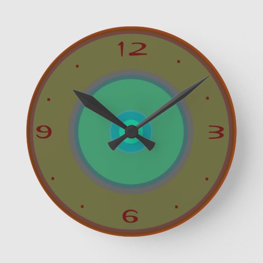 水、赤、モスグリーンの>Plain WallClocks ラウンド壁時計 (正面)