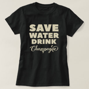 水、飲み物シャンペンを救って下さい Tシャツ