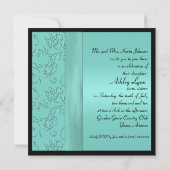 水、黒い印刷されたリボンのSweet sixteenの招待 招待状 (裏面)