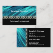 水、黒及び銀のチェーン名刺 名刺 (正面/裏面)