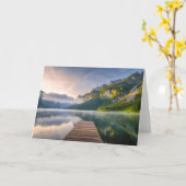 水 | Azure Alpine Lake，オーストリア カード (黄色い花)