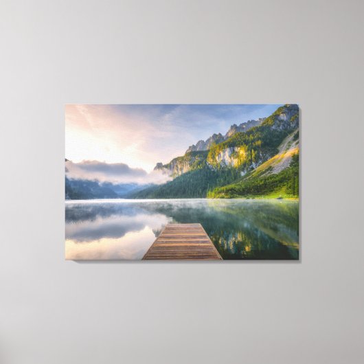 水 | Azure Alpine Lake，オーストリア キャンバスプリント (正面)