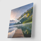 水 | Azure Alpine Lake，オーストリア スクエア壁時計 (傾斜)