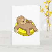 水 buoy で泳ぐモグラ カード (黄色い花)