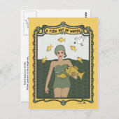 水_C_ポストカードから出た魚 ポストカード (正面/裏面)