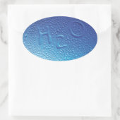 水、H2O、青 楕円形シール (バッグ)