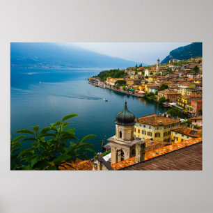 水 San Benedetto Church Lake Garda，イタリア ポスター