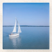 水 | Yacht at Lake Balaton Lake Hungary ガラスコースター (正面)