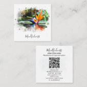 *~*水AP10パラダイスの花鳥QR池 スクエア名刺 (正面/裏面)