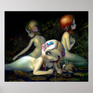 水Elementalsの芸術のプリントの人魚のニンフのイルカ ポスター