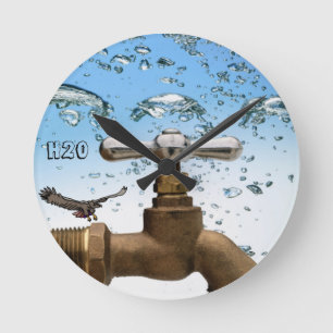 水H20時計 ラウンド壁時計