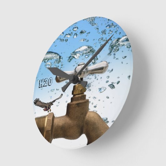 水H2Oクロック ラウンド壁時計 (傾斜)