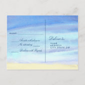 水RSVP上の文字列ライト インビテーションポストカード (裏面)