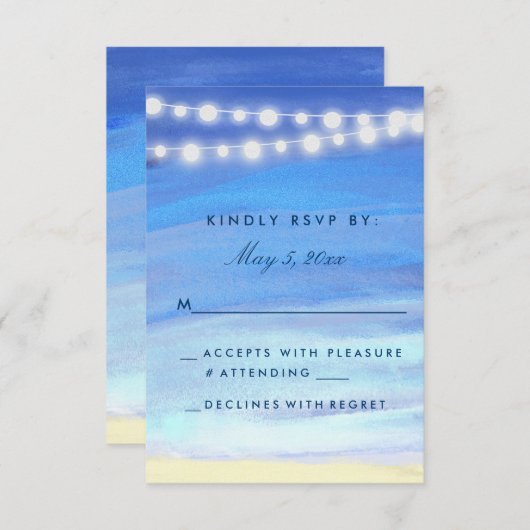 水RSVP上の文字列ライト 出欠カード (正面/裏面)