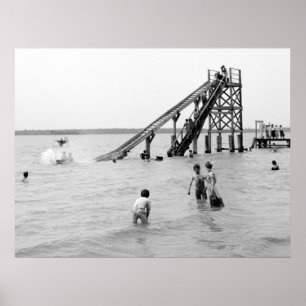 水Toboggan、Bois Blancの島、MI 1903年 ポスター