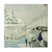 水Woodblockの芸術のヴィンテージの日本のな冬 タイル (正面)