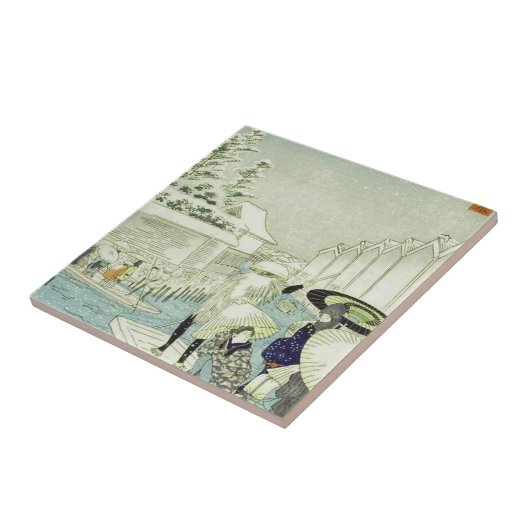 水Woodblockの芸術のヴィンテージの日本のな冬 タイル (側面)