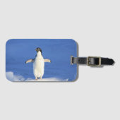 氷おもしろい写真のペンギン ラゲッジタグ (正面横)