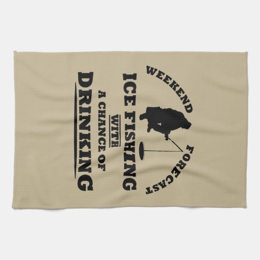 氷おもしろい魚釣りと飲み友達についての引用文 キッチンタオル (横)