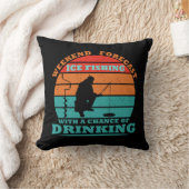 氷おもしろい魚釣りと飲み友達についての引用文 クッション (ブランケット)