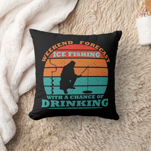 氷おもしろい魚釣りと飲み友達についての引用文 クッション (ブランケット)