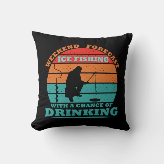 氷おもしろい魚釣りと飲み友達についての引用文 クッション (正面)