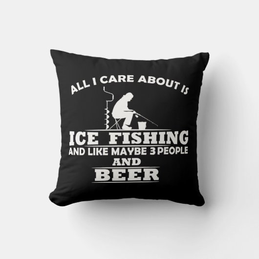 氷おもしろい魚釣りと飲み友達についての引用文 クッション (正面)