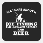 氷おもしろい魚釣りと飲み友達についての引用文 スクエアシール (正面)
