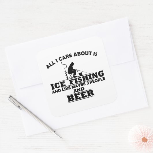 氷おもしろい魚釣りと飲み友達についての引用文 スクエアシール (封筒)