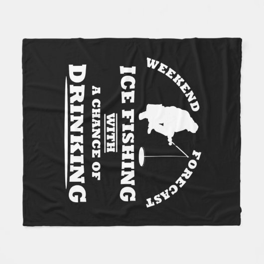 氷おもしろい魚釣りと飲み友達についての引用文 フリースブランケット (正面(横))