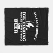 氷おもしろい魚釣りと飲み友達についての引用文 フリースブランケット (正面(横))