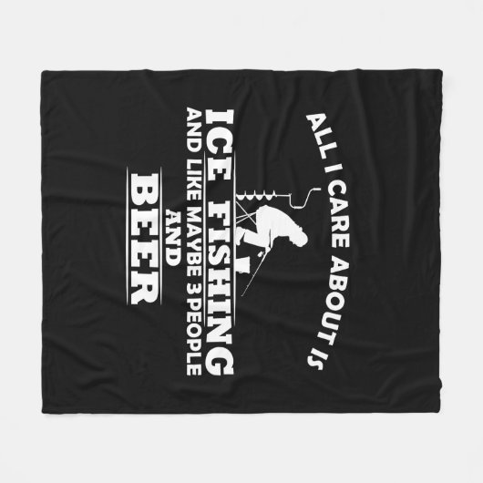 氷おもしろい魚釣りと飲み友達についての引用文 フリースブランケット (正面(横))