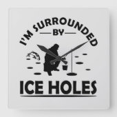 氷おもしろい魚釣り愛好家に関する引用文 スクエア壁時計 (正面)