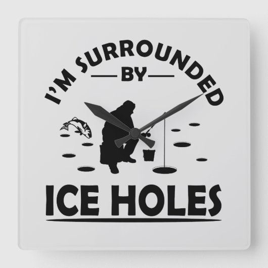 氷おもしろい魚釣り愛好家に関する引用文 スクエア壁時計 (正面)